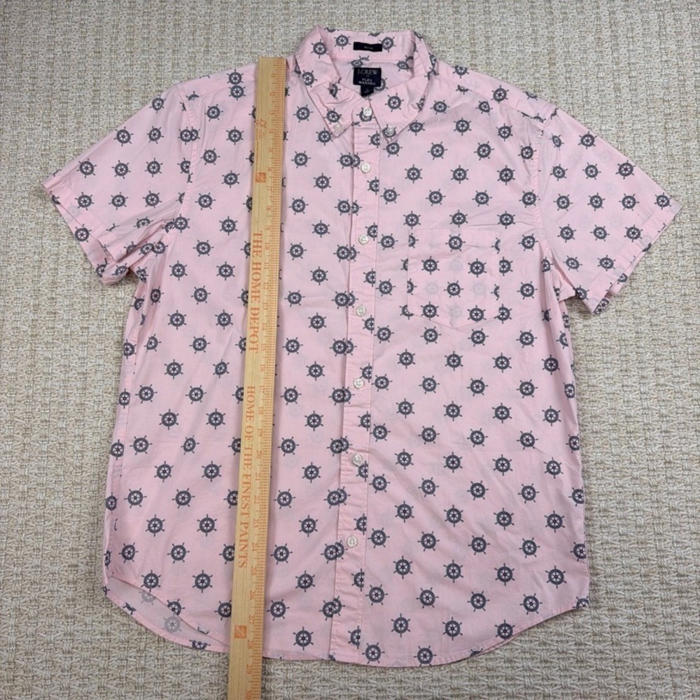J Crew Flex Washed Mens L Pink Ship Wheel Button Shirt‎ Slim Nautical Preppy - Picture 8 of 9